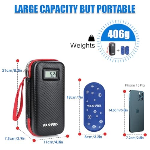 YOUSHARES Temperature Insulin Cooler Travel Case - Large Capacity Insulin Pen Case with 2 Big Ice Packs, Insulin Travel Case for Diabetes Supplies (Black) — view 4