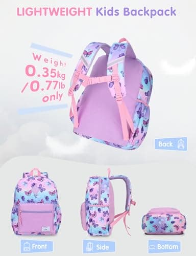Kasgo Kids Backpack for Girls, School Bag Ages 6-9, Butterfly — view 6