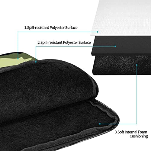 Camo Green Printed Laptop Sleeve Case 12 Inch - Protective Laptop Cover Bag Shockproof Notebook Computer Bag For Men And Women — view 3