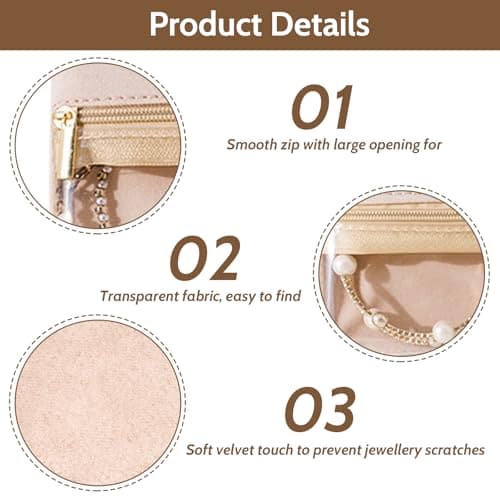 Businey Travel Jewellery Pouches,12pcs Small Jewellery Bag with Zipper, Jewellery Rolls for Travelling, Jewellery Organiser for Women Travel Business Trip — view 3
