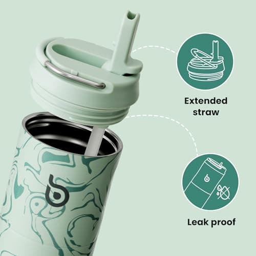 Bottle Bottle Stainless Steel Water Bottle 700ml with Straw and Lid Sports Insulated Metal Water Bottles with Handle(Valley Green) — view 3