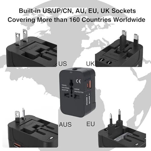 HH-Tech 3-in-1 Foldable Magnetic Wireless Charger Station with a International Travel Plug Adapter & Case, For iPhone 16/15/14/13/12, Watch 10/9/Ultra/8/7/6/SE/5/4, AirPods 4/3/2/Pro (Black) — view 2