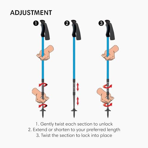 Fizan Compact 3 Trekking Poles – 5.6 oz Ultralight, Backpacking, Thru Hiking Poles, Adjustable, Collapsible, Customized Fit, EVA Grips, Aluminum Walking Sticks (Compact 3 / Pink) — view 6