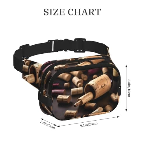 Wine Bottle Cork print Womens Fanny Pack Everyday Hip Pouch Waist Bag for Travel Outdoor Running Hunting for Adult, Black, One Size — view 3
