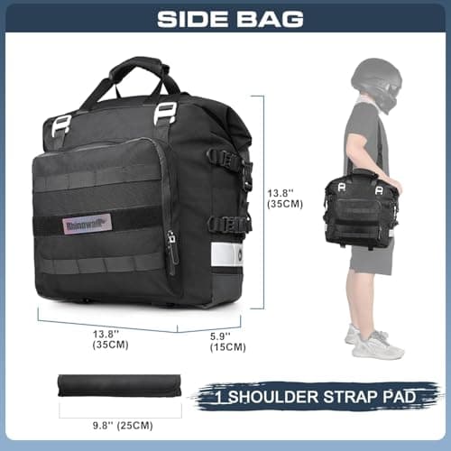 abamita Waterproof Motorcycle Saddle Bag 20L Motorbike Side Luggage Quick Release Pannier Bag for Adventure Touring Sports Bikes Fits Most Racks Black 1 Pack — view 3