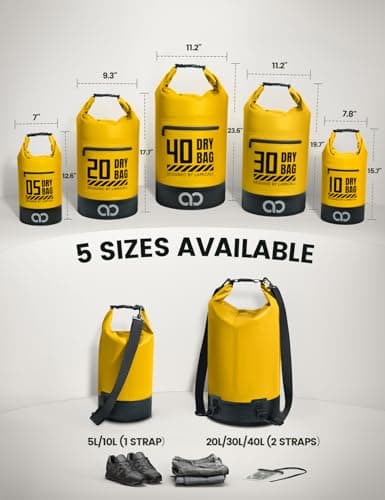 Lamicall Dry Bag, Waterproof Bag - [Robust & Anti-Scratch] 5L/10L/20L/30L/40L Waterproof Backpack with 100% Water Proof Phone Pouch, Floatable Drybag for Boat Swimming Kayaking Camping - Yellow(20L) — view 2