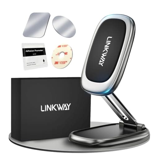 LINKWAY Magnetic Car Phone Holder Alloy Foldable 360° Magnet