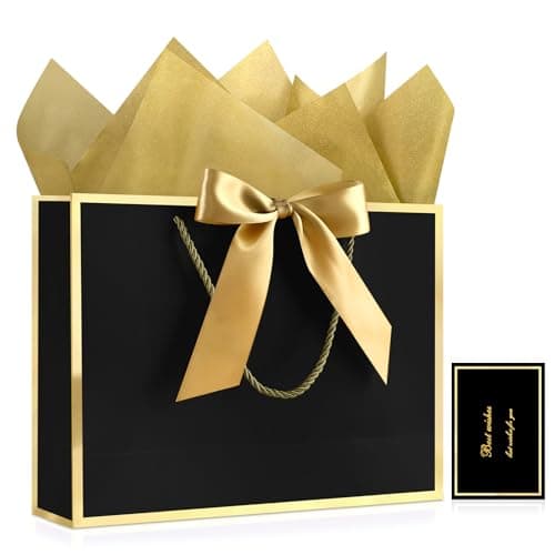 YoungTree Medium Black Gold Foil Frame Gift Bag 28x20x10 cm