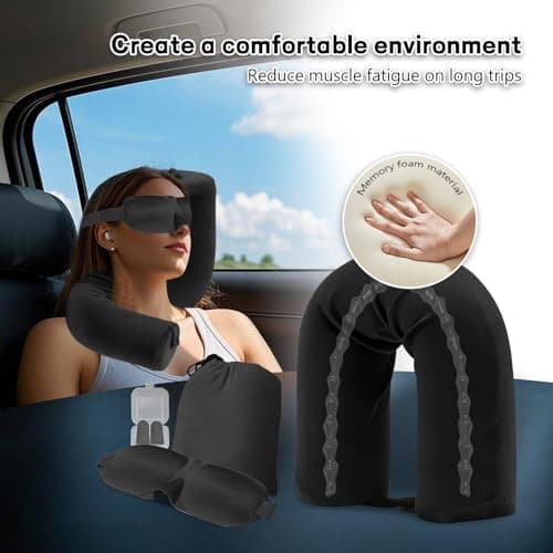EPROICKS Twist Memory Foam Travel Pillow, Adjustable Travel Neck Pillow for Home Travel, Airplanes, Bus, Trains Chin, Lumbar Leg Support, Bendable Roll Pillow black — view 3