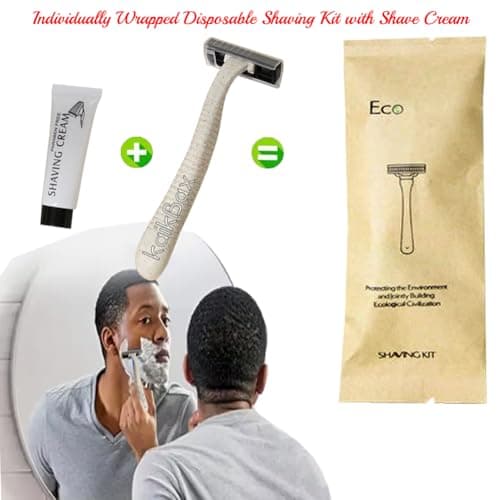 10Pack Luxury Individually Wrapped Hotel Disposable Razors Kit With Shave Cream; Eco-Friendly Travel Razor Toiletries Amenities; Multipurpose Guest Shaving Razor Set for Home Hotel Travel — view 2
