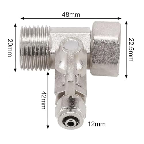 Universal Ball Valve 1PC RO Feed Water Adapter 1/2" to 1/4" with Shut-Off Ball Valve Faucet Tap Reverse Osmosis Tee B Cold Hot Tube — view 2