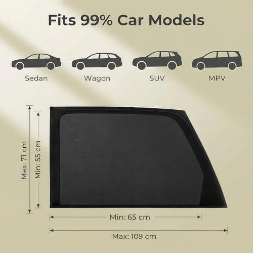 Car Rear Side Window Sun Shades 2 Pack, Universal Baby UV Protection Mesh Blinds, Blocks 99% UV Rays, Easy Fit for SUV Saloon — view 3