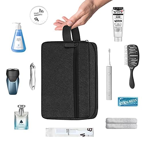 Toiletry Bag for Men, Portable Travel Wash Bag Waterproof Shaving Bag Toiletries Accessories Cosmetic Bag Make Up Bag, Gym Shower Bathroom Makeup Bag with Handle (Black) — view 6