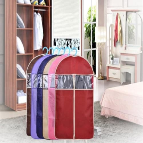 Embossed Clothes Cover Suit Storage Bag Size L Burgundy — view 2