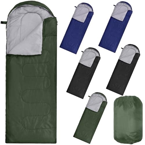 Macarrie 6 Pack Sleeping Bags for Adults Sleeping Bags Warm Envelope Sleeping Bags Lightweight Waterproof Sleeping Bags with Compression Sack for Outdoor Camping Backpacking Hiking (Dark Colors)