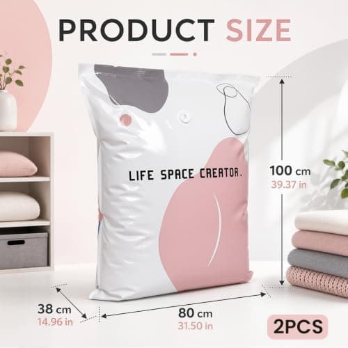 No Pump Vacuum Storage Bags, 2 Pack 100 x 80 cm Space Saver Bags for Duvets — view 2