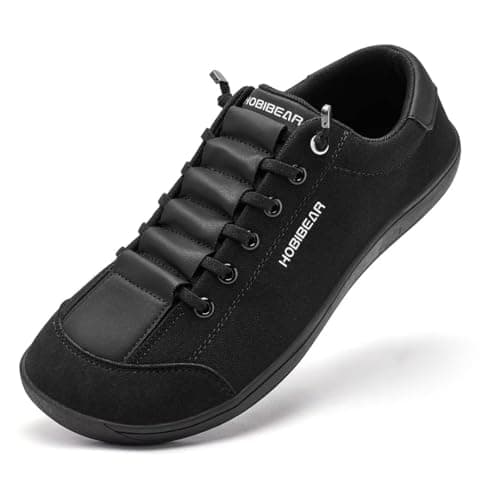 HOBIBEAR Unisex Wide Trainers for Men Women Outdoor Trail Running Minimalist Walking Shoes Lightweight and Breathable All Black