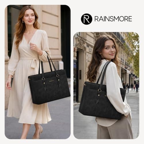 RAINSMORE Handbags for Women 15.6" Laptop Tote Bag Waterproof Work Tote Bag — view 2