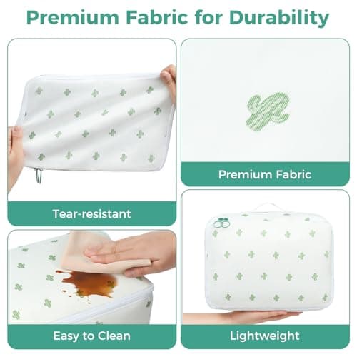 BAGAIL 8-Piece Packing Cubes Set, Travel Organizers with Breathable Mesh & Shoe Bag, Lightweight Nylon Packing Organisers for Luggage Suitcase, 9 Colors - Cactus — view 4