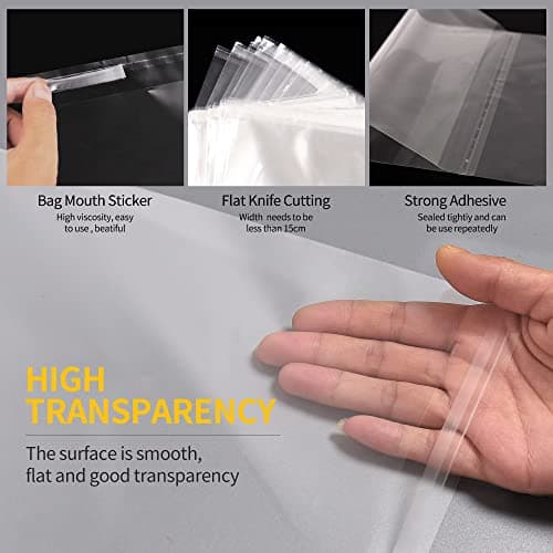 A4 Clear Self-adhesive Bags 100 Pack, 22x30CM Self Sealing Cellophane Display Bag/Sealable Bags, Food Safe, A4 Cello Bags OPP for Cookies,Cards,Envelopes,Pictures — view 4