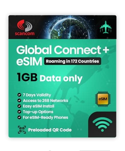 Global Roaming eSIM – 172 Countries, 268 Networks – For eSIM Compatible Devices – eSIM QR Code Activation – Perfect for Travel