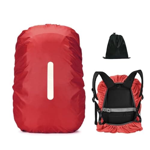 LICQIC Waterproof Rain Cover for Backpack, L(50-60L), Red