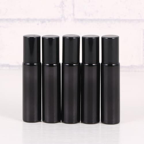 HOMOCONO Glass Roller Ball Bottles 6pcs with Stainless Steel Roller 10ml Black Refillable Travel Size Containers for Aromatherapy Essential Oil and Eye Cream for Home and Travel Use — view 5