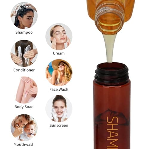 Decorniqu Travel Bottles for Toiletries 5 Pack 100ml Pre-Printed Wide Mouth Travel Size Toiletries Leak Proof Travel Shampoo Bottles TSA Approved Squeeze Bottles for Lotion Toothpaste Cream(Brown) — view 5