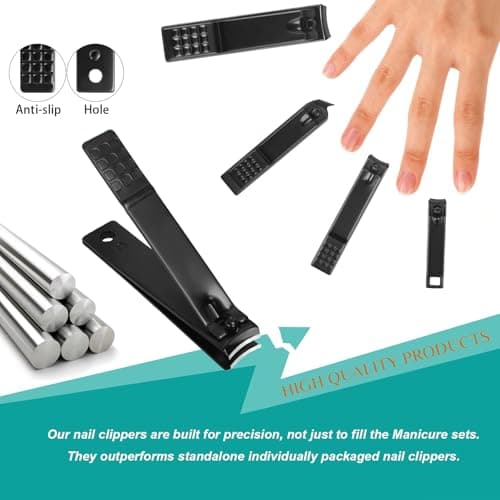 26Pcs Manicure Set Pedicure Kit for Men Women grooming, Black — view 6