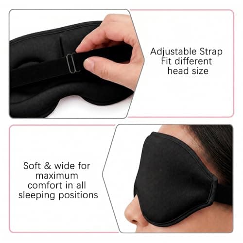 SLIJAR 100% Blackout Sleep Mask for Men Women, 3D Contoured Eye Mask for Sleeping, Zero Eye Pressure Breathable Blindfold with Adjustable Strap for Travel Office Home — view 5