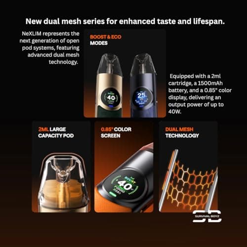 Oxva NeXLIM Vape Kit [Coral Orange] - No Nicotine — view 4