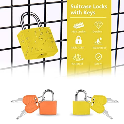 Flintronic 10 Pack Suitcase Lock with Key Small Padlock Luggage Lock Travel Lock Backpack Lock, Color Metal Padlock with Key, Small Padlock for Travel Backpack Play Fitness — view 3