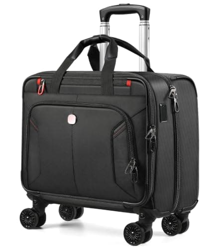star cloud Rigid Frame Rolling Laptop Bag on Wheels, Rolling Briefcase with USB & Type-C Charging Port,Water Resistant Rolling Computer Bag for 17.3 Inch Laptop (18 × 16.5 × 8 inches)