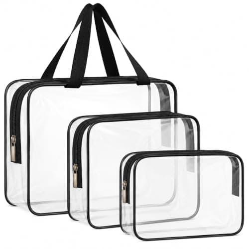 iMaMa Clear Travel Bags, 3 Pack Makeup and Toiletry Organiser Set