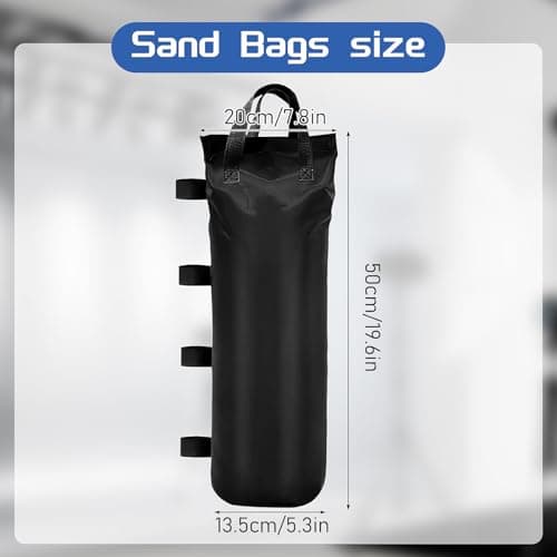 12 Pack Heavy Duty Gazebo Weights Sandbags, 800D Oxford Waterproof Tent Leg Weight Bags with 4 Secure Straps for Pop Up Gazebo, Marquee, Parasol and Market Stall (Empty) - 20 x 50 cm — view 2