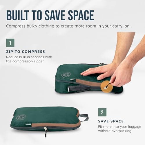 Compression Packing Cubes for Travel- Packing Cubes and Travel Organizers, Green and Brown, 6Piece, Classic — view 5