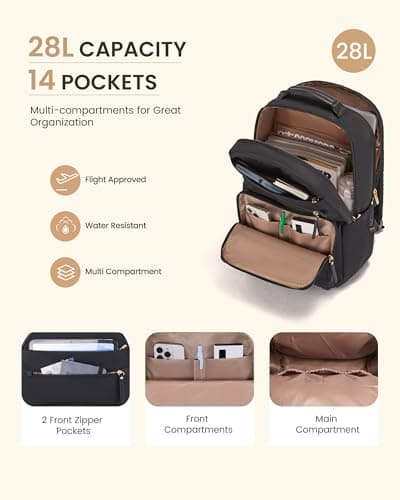LOVEVOOK Laptop Backpack for Women, 17 Inch Rucksack Wok Bag Casual Daypack — view 3