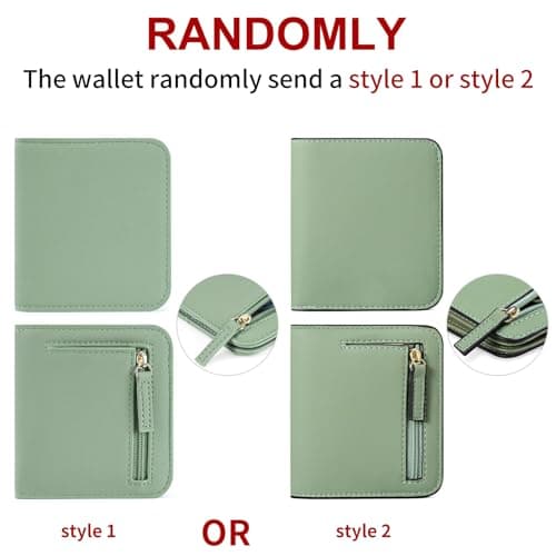 GAEKEAO Women's Wallet RFID Blocking Leather Compact Bi-fold Wallet for Woman Zipper Coin Pocket Small Ladies Purse with ID Window (Light Green) — view 3