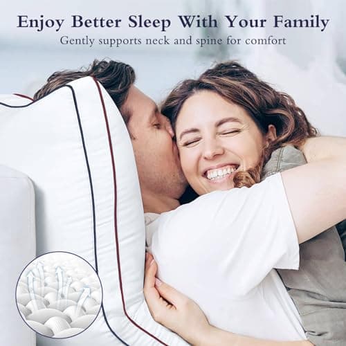 Sofslee Pillows 2 Pack Hotel Quality Luxury Pillows for Neck And Shoulder Pain, Soft Hypoallergenic Dust Mite Resistant Down Alternative Bed Pillow, for Side/Back/Stomach Sleeper 42 x 70cm — view 2
