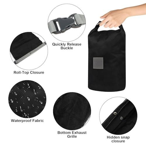 3Pcs Travel Laundry Bag Waterproof, Travel Compression Bags for Luggage Suitcase Dirty Clothes, Space-Saving Laundry Storage Bag for Swimming Yoga Gym Camping (Black) — view 2