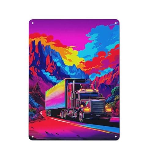 Tin Wall Plaque 40x30cm with Vivid Road Trip Adventure -1 for Studio Or Craft Room, for Cooler-season Styling in Studio And Craft Room