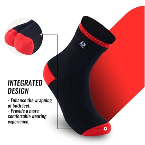 LEAKDRY Waterproof Socks,Breathable,Lightweight,Hiking,Running,Fishing,Unisex (UK, Alpha, L, Regular, Regular, Black Red) — view 4