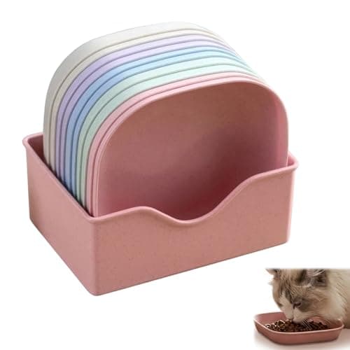 Cat Bowls 10 Pack Whisker Friendly Cat Dishes and Bowls, Shallow Cat Food Bowls for Organised Feeding, Cat Dishes and Pet Bowls for Multiple Cats