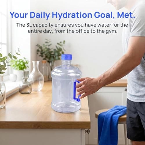 Baoblaze 3 Liters Reusable Water Bottle, Portable Water Jug with Strong Handle, Large Capacity Outdoor Container, Transparent Wide Mouth Easy Fill for Picnics Gym Car Travel, Clear Blue — view 4