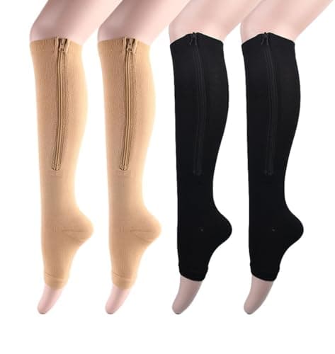 Oaygat 2 Pairs Support Stockings Calf Support Socks Graduated Flight Compression Socks for Flying Graduated Pressure Sock Compression Stockings Travel Flight Running Sock for Women Men Sport Flying