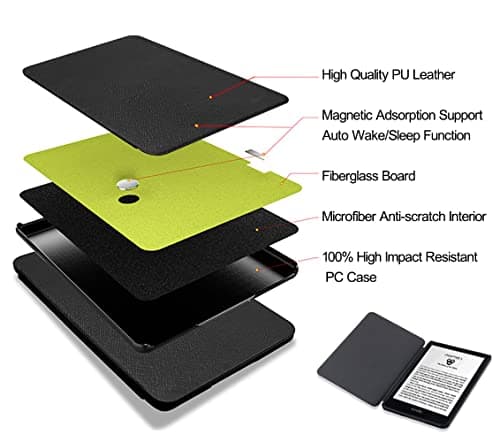 TOKILO Case for Kḭndle 6 inch eReader (11th Gen, 2024/2022 Release), Case for iPad 6" eBook, Ultra Lightweight Slim PU Leather Protective Cover with Auto Wake/Sleep, Dark Black — view 4