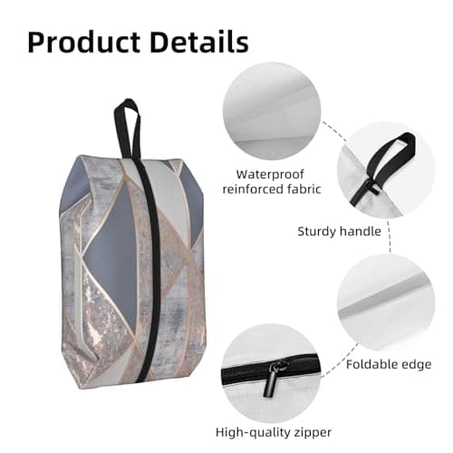 Geo Rose Gold, Travel Shoe Bags 2 Pack, Waterproof Shoe Storage Bags, Shoe Organizer for Travel and Home — view 4