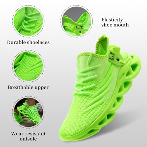 XKOWUO Mens Womens Trainers Walking Running Shoes Non Slip Gym Slip On Tennis Trainers Outdoor Sports Sneakers Lightweight Workout Shoes Green Size 5.5 — view 6