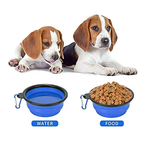 Collapsible Dog Bowl,Collapsible Dog Water Bowls for Cats Dogs, Portable Pet Feeding Watering Dish,Portable Dog Water Food Bowl with Carabiner (Small(350ML), Blue) — view 5