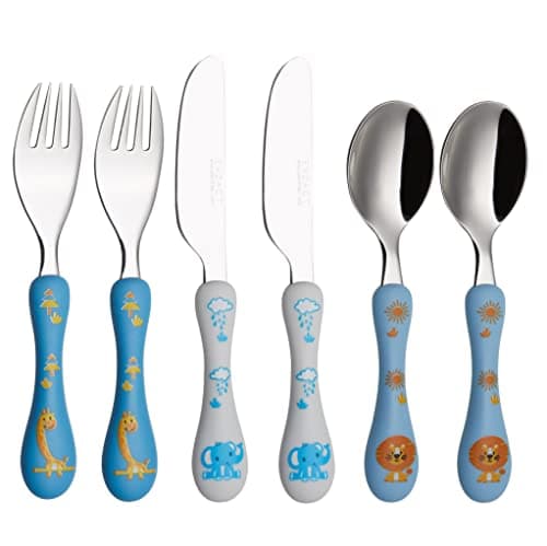 Exzact Children Cutlery 6pcs Stainless Steel Dishwasher Safe Kid Safari